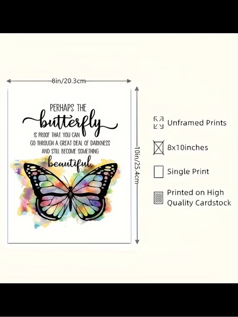 Colorful Watercolor Butterfly Wall Art Print - Picture 3 of 4